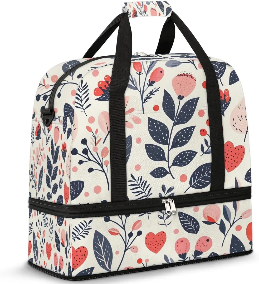 Colorful Print Flora Retro Travel Duffle Bag, Collapsible Travel Bag Sports Gym Bag With Shoes Compartment Weekender Bag Overnight Bag For Women Men