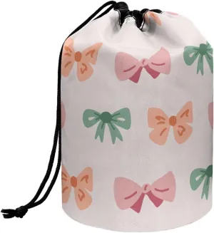 Colourful bows drawstring makeup bag collapsible makeup bag travel essentials drawstring makeup bag opens flat collapsible makeup bag expandable makeup bag