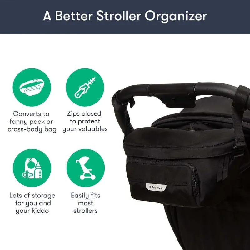 Colugo On-The-Go Stroller Organizer Insert with Zipper, Stroller Caddy with Cup Holder, Stroller Accessories for Parents specially designed to fit to your stroller with Non Slip Straps (Black)