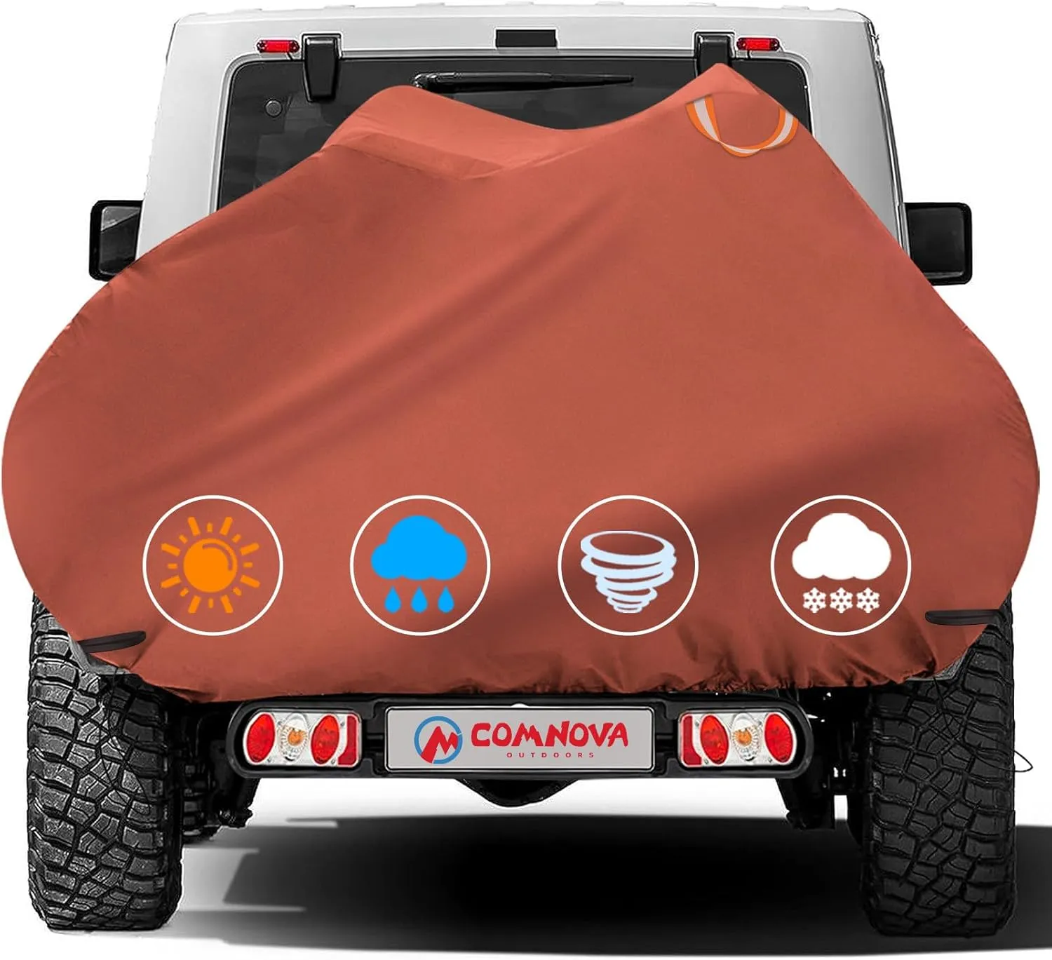 Comnova Bike Cover for Transport 1 Bike - Outdoor Bike Covers for 1 Bikes on Rear Bike Rack Transport Waterproof & Heavy Duty, 600D Bicycle Rack Covers for Single Bike on Car Hitch Travel Storage