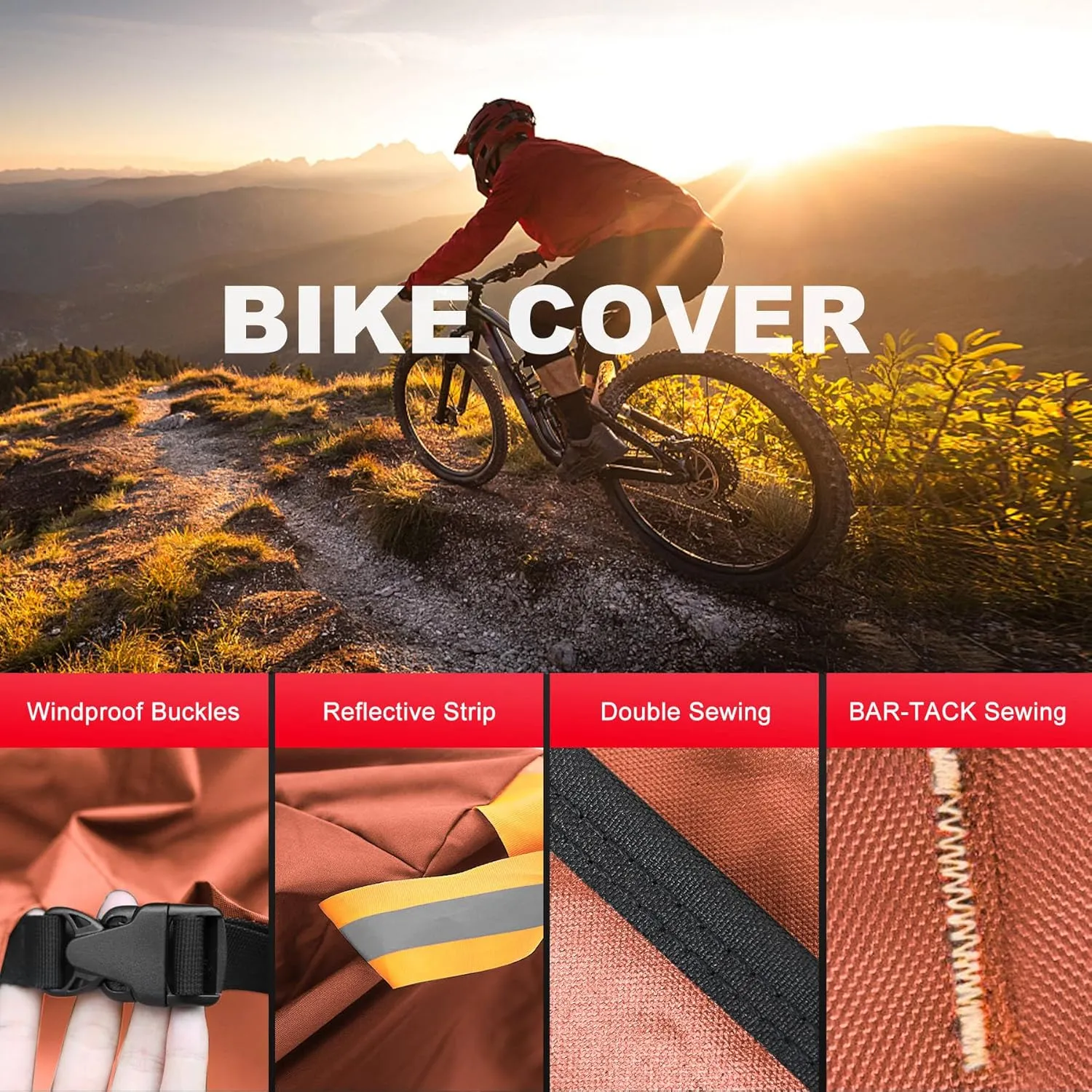 Comnova Bike Cover for Transport 1 Bike - Outdoor Bike Covers for 1 Bikes on Rear Bike Rack Transport Waterproof & Heavy Duty, 600D Bicycle Rack Covers for Single Bike on Car Hitch Travel Storage