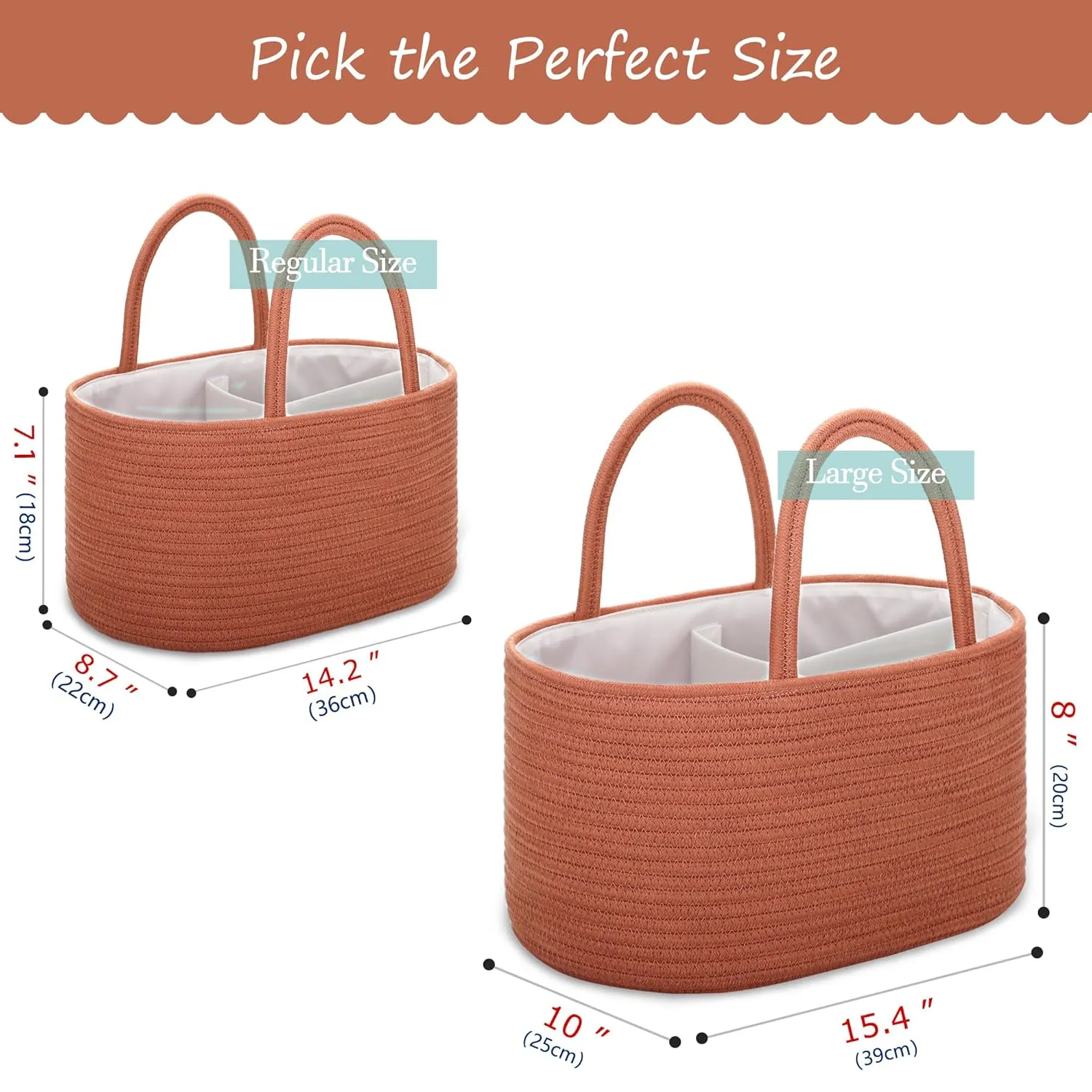 COMSE Baby Diaper Caddy Organizer, Car Caddy, Diaper Change Organizer, Gift Baskets Empty, Portable Tote Bag with Divider, Baby Shower Gifts Newborn Essentials Registry Must Have, Autumn Glaze