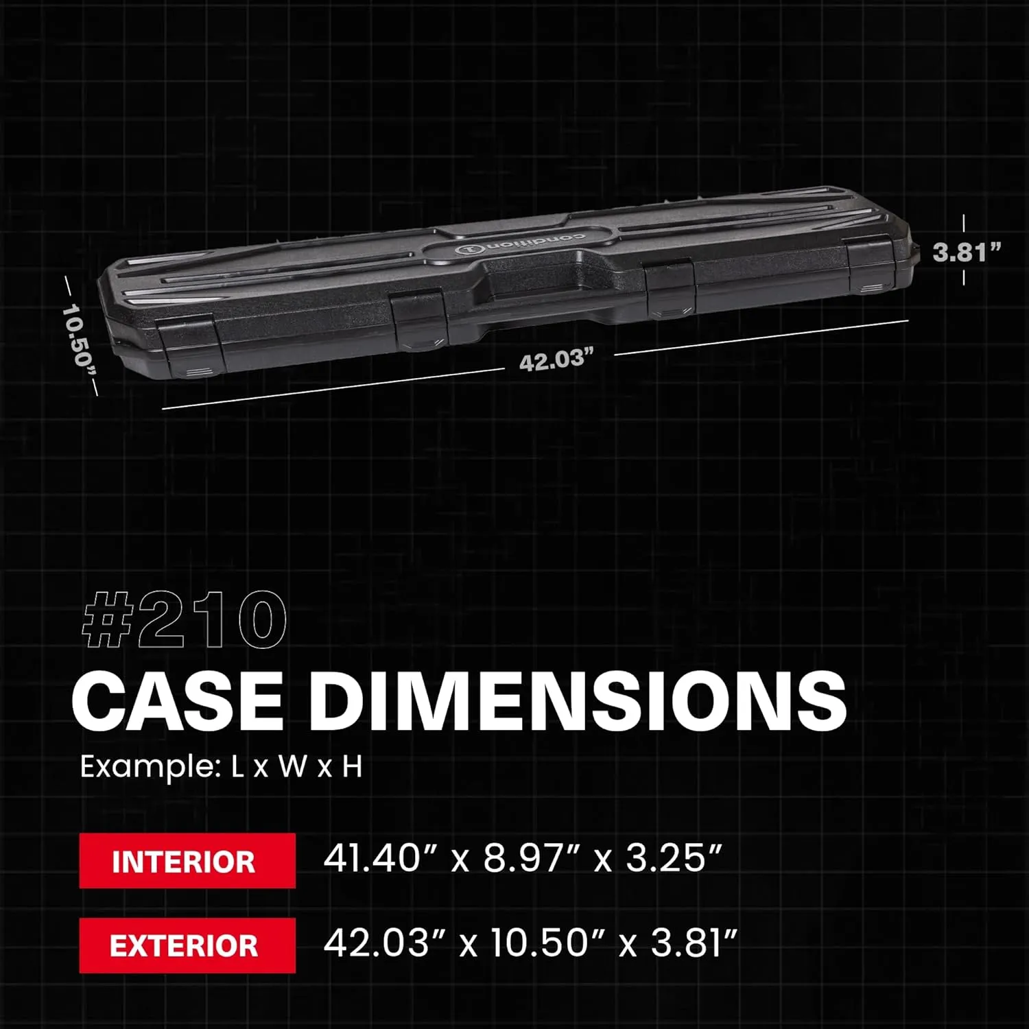 Condition 1 42” Economy Single Scope Hard Gun Carrying Case Model 210 with Foam, Long Storage Case, Lockable TSA Friendly, Water Resistant, Made in USA, 42.03"x10.50"x3.81"