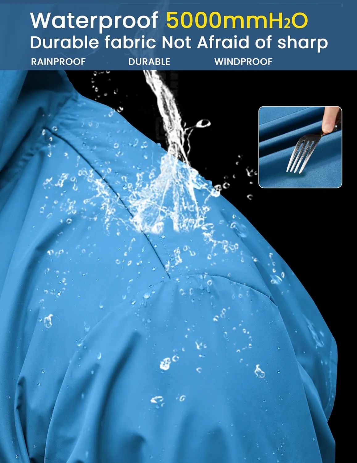 COOFANDY Men's Long Raincoat Ligtweight Rain Jacket Waterproof Outdoor Jackets with Hood