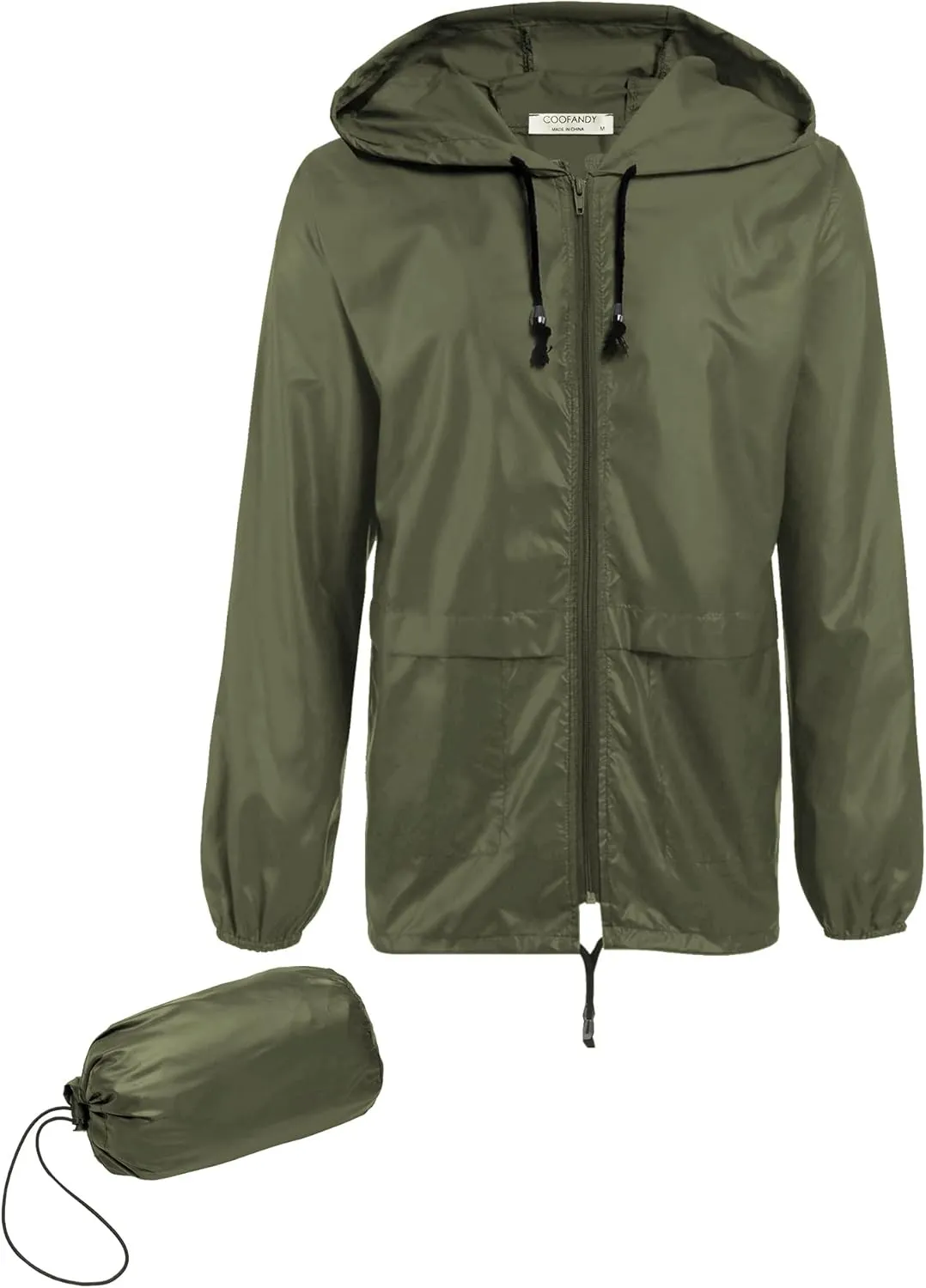 COOFANDY Mens Packable Rain Jacket Lightweight Waterproof Raincoat with Hood Outdoor Rain Gear Travel Hiking Cycling