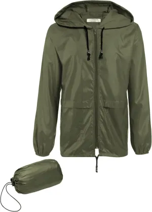COOFANDY Mens Packable Rain Jacket Lightweight Waterproof Raincoat with Hood Outdoor Rain Gear Travel Hiking Cycling