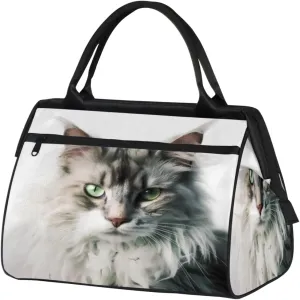 Cool Maine Coon Cat Travel Duffle Bag, Waterproof Duffel Bag Weekender Overnight Carry On Bag Lightweight Sport Gym Bag for Men Women