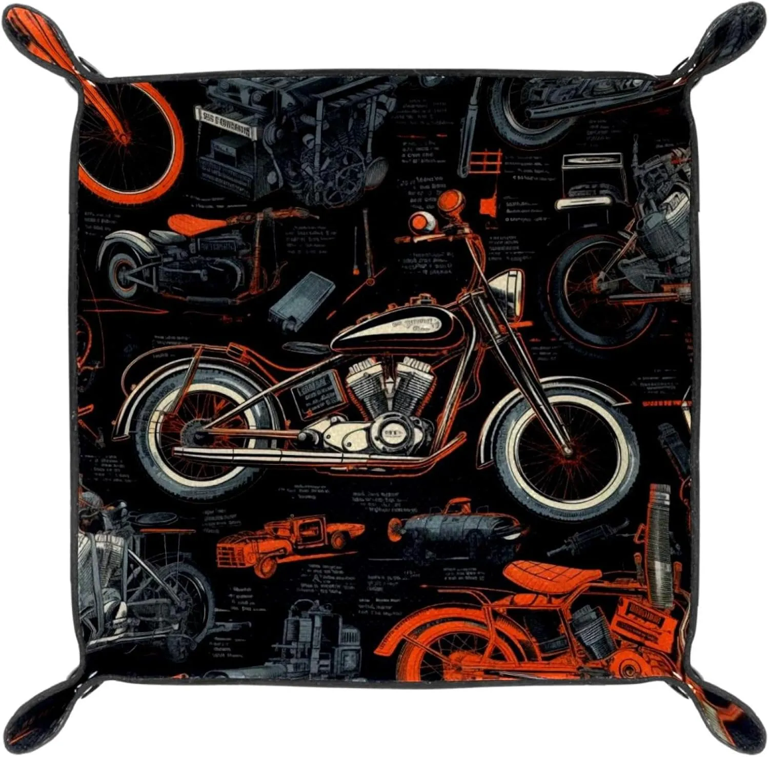 Cool Motorcycle Theme Stacking Jewelry Organizer Trays, Small Drawer Organizer Tray for Jewelry, Bracelets, Earrings, Rings, Convenient and Stylish Storage, 20.5x20.5cm, snh-001
