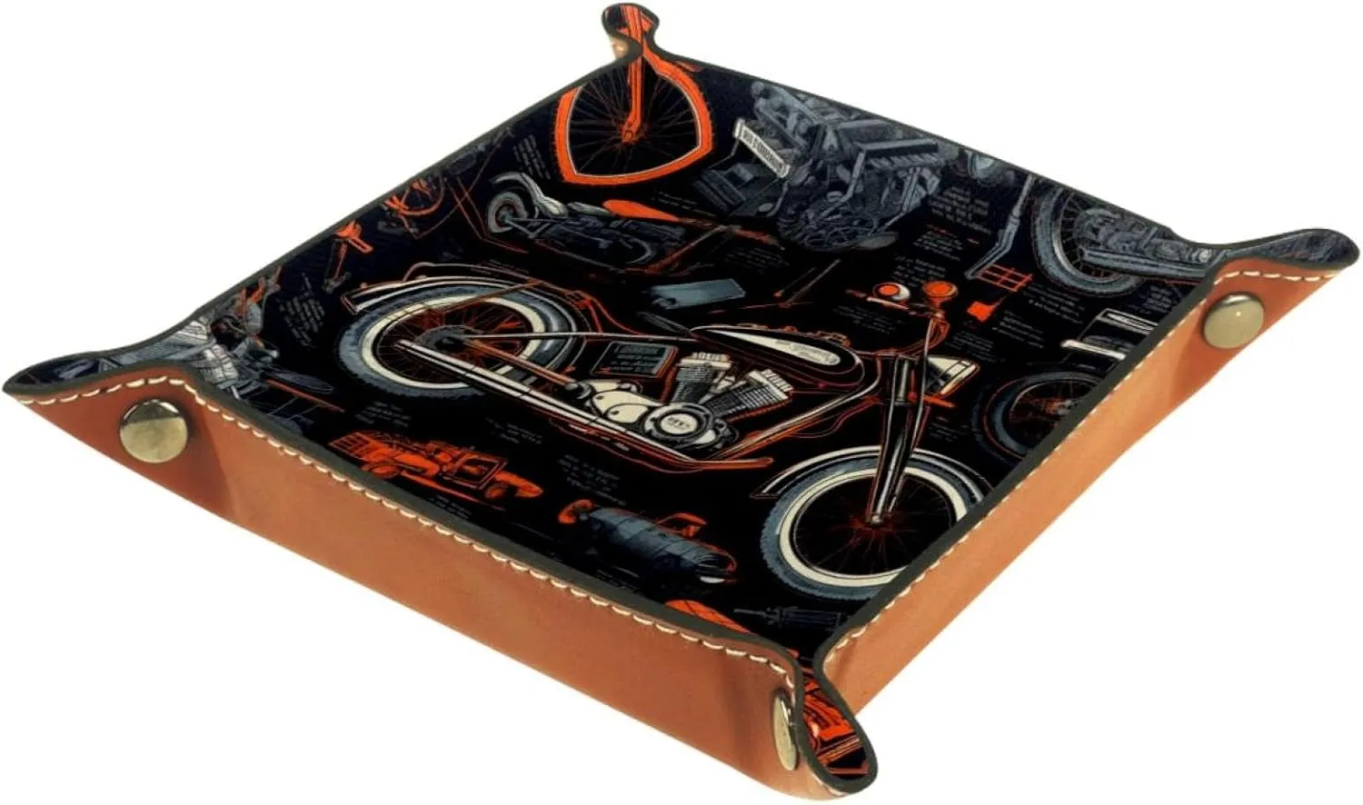 Cool Motorcycle Theme Stacking Jewelry Organizer Trays, Small Drawer Organizer Tray for Jewelry, Bracelets, Earrings, Rings, Convenient and Stylish Storage, 20.5x20.5cm, snh-001