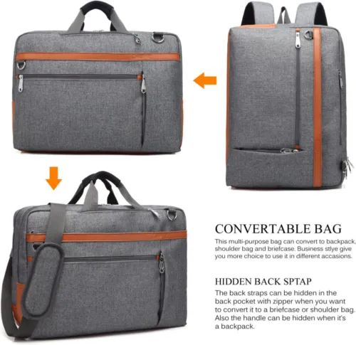 CoolBELL Convertible Backpack Shoulder bag Messenger 17.3 Inches, New Grey