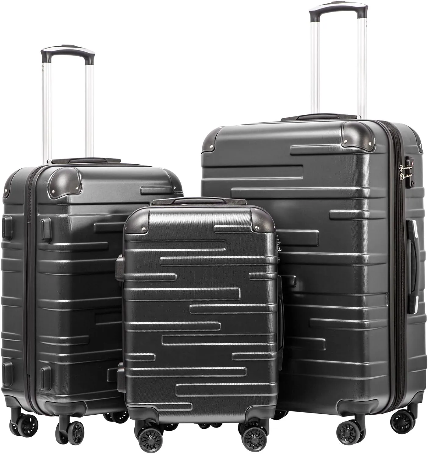 Coolife Luggage Expandable(only 28") Suitcase 3 Piece Set with TSA Lock Spinner 20in24in28in (reg grey)