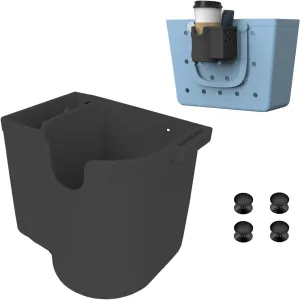 Coolnice Cup and Phone Holder for Stanley/Owala/Yeti,3 in 1 Silicone Cup Holder Fits 16-40oz, Compatible with All Bogg Bag,Simple Modern Beach Tote,Water Bottle Accessories for Phone Sunglasses-Black