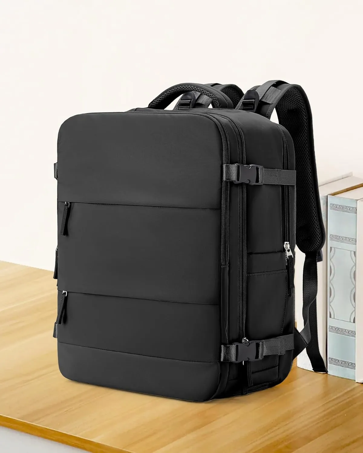 coowoz Large Travel Backpack Carry On for Women Man Black Waterproof Gym Backpack with Laptop Compartment Mochila de Viaje Teacher Personal Item Backpack Rucksack Airplane Accessories Must Haves
