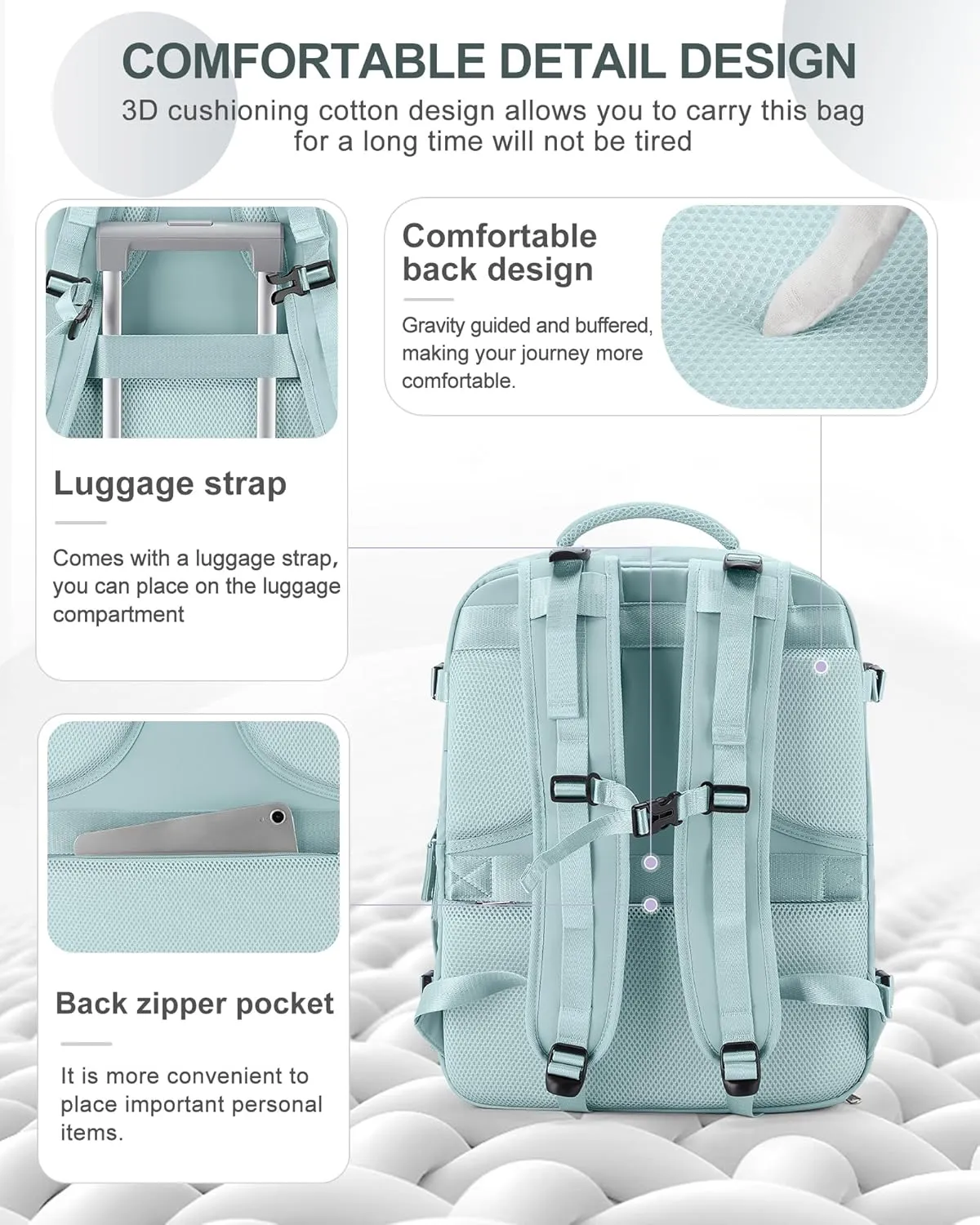 coowoz Large Travel Backpack Carry On for Women Man Gym Backpack with Laptop Compartment Mochila de Viaje Teacher Personal Item Backpack Rucksack Airplane Accessories Must Haves Blue