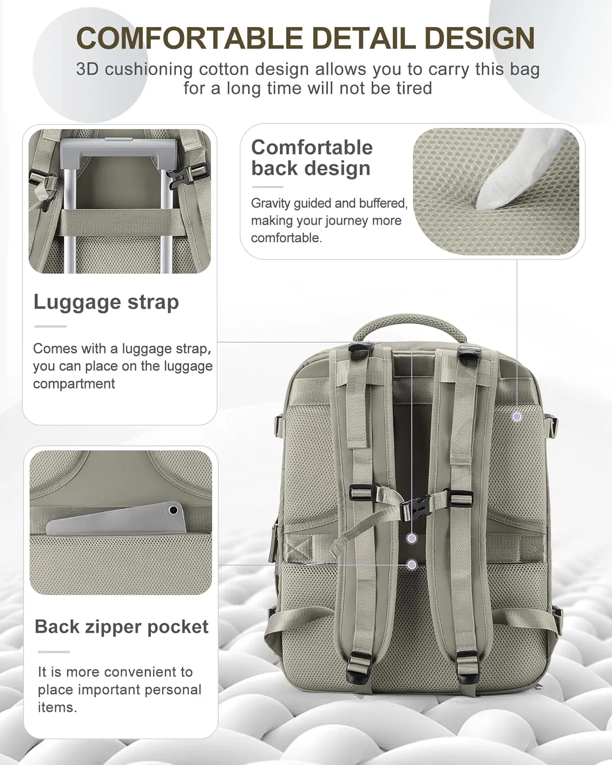 coowoz Large Travel Backpack Carry On for Women Man Waterproof Gym Backpack with Laptop Compartment Mochila de Viaje Teacher Personal Item Backpack Rucksack Airplane Accessories Must Haves(Brown)