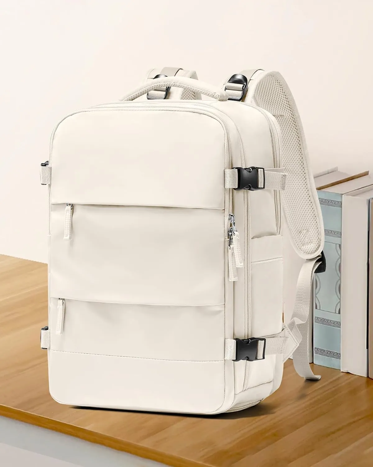 coowoz Large Travel Backpack For Women Men,Carry On Backpack,Hiking Backpack Waterproof Outdoor Sports Rucksack Casual Daypack travel essentials（Off White Thin Material）