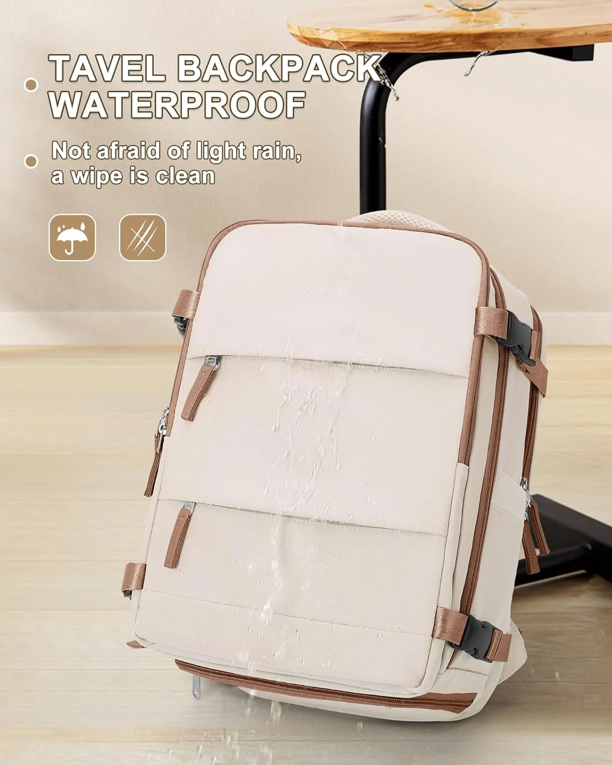 coowoz Travel Backpack Carry On for Women Man Gym Backpack with Laptop Compartment Mochila de Viaje Teacher Personal Item Backpack Rucksack Airplane Accessories Must Haves Beige Brown