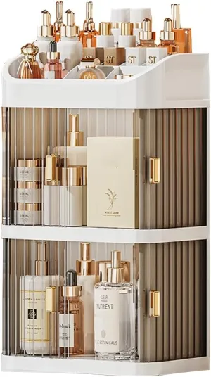 Cosmetic Organizer Storage Box Sliding Door Drawer Desktop Multifunctional Storage Cabinet Multi-Layer Makeup Organizer (3 layer 2 sliding door)