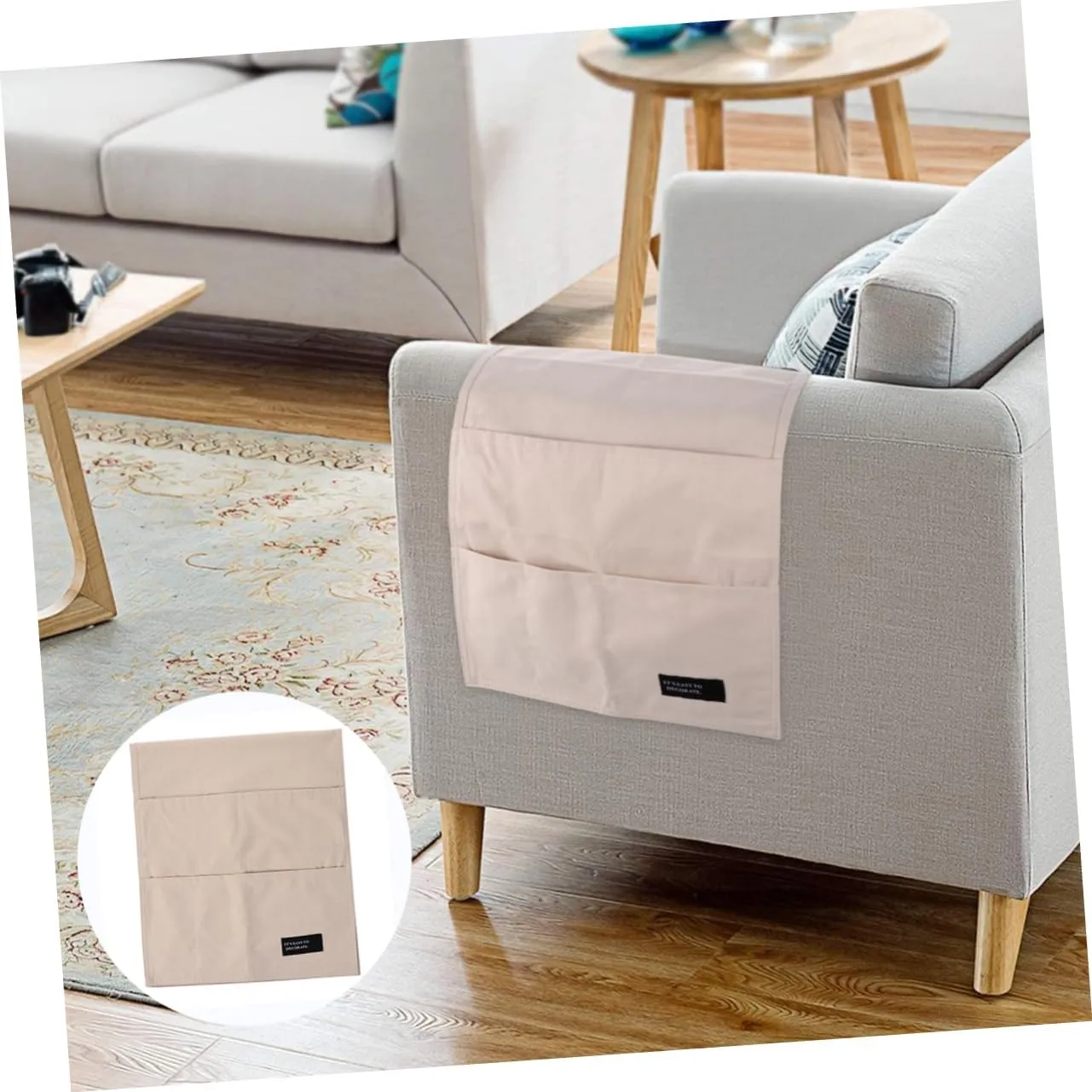 Cotton Sofa Armrest Bag Side Bag for Sundry Storage Remote Control Arrangement Elegant Reusable