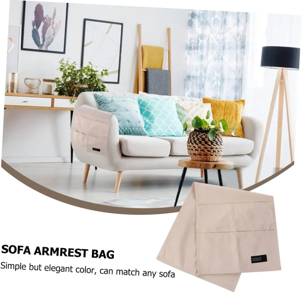 Cotton Sofa Armrest Bag Side Bag for Sundry Storage Remote Control Arrangement Elegant Reusable