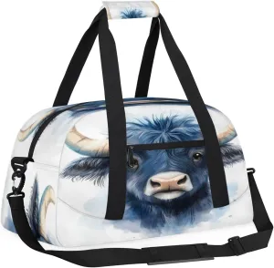 Cow Bull Small Gym Bag for Women Men, Funny Travel Duffle Bag Workout Dance Tote Bag Carry On Overnight Weekender Bag