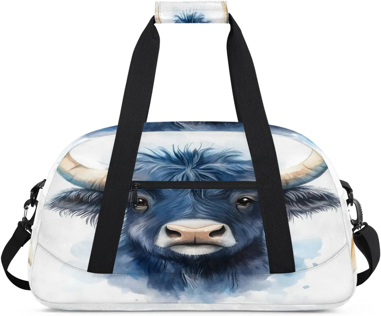 Cow Bull Small Gym Bag for Women Men, Funny Travel Duffle Bag Workout Dance Tote Bag Carry On Overnight Weekender Bag