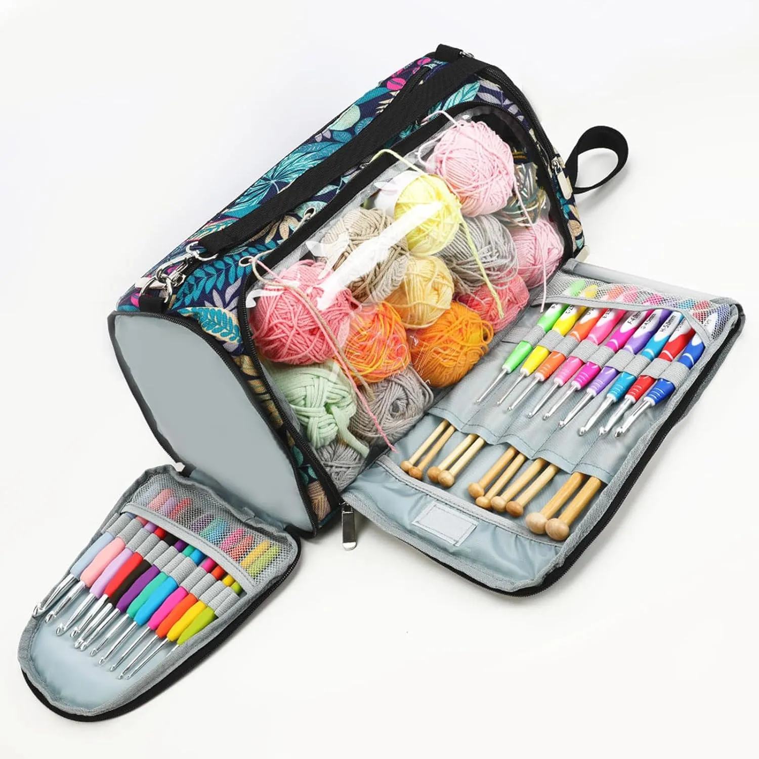 Crochet Bag Organizer, Large Capacity Yarn Storage Bag for Crocheting, Knitting Kit, Crochet Accessories, Easy to Carry, Sturdy and Has Tons of Storage, Knitting Gifts for Girls, Mum