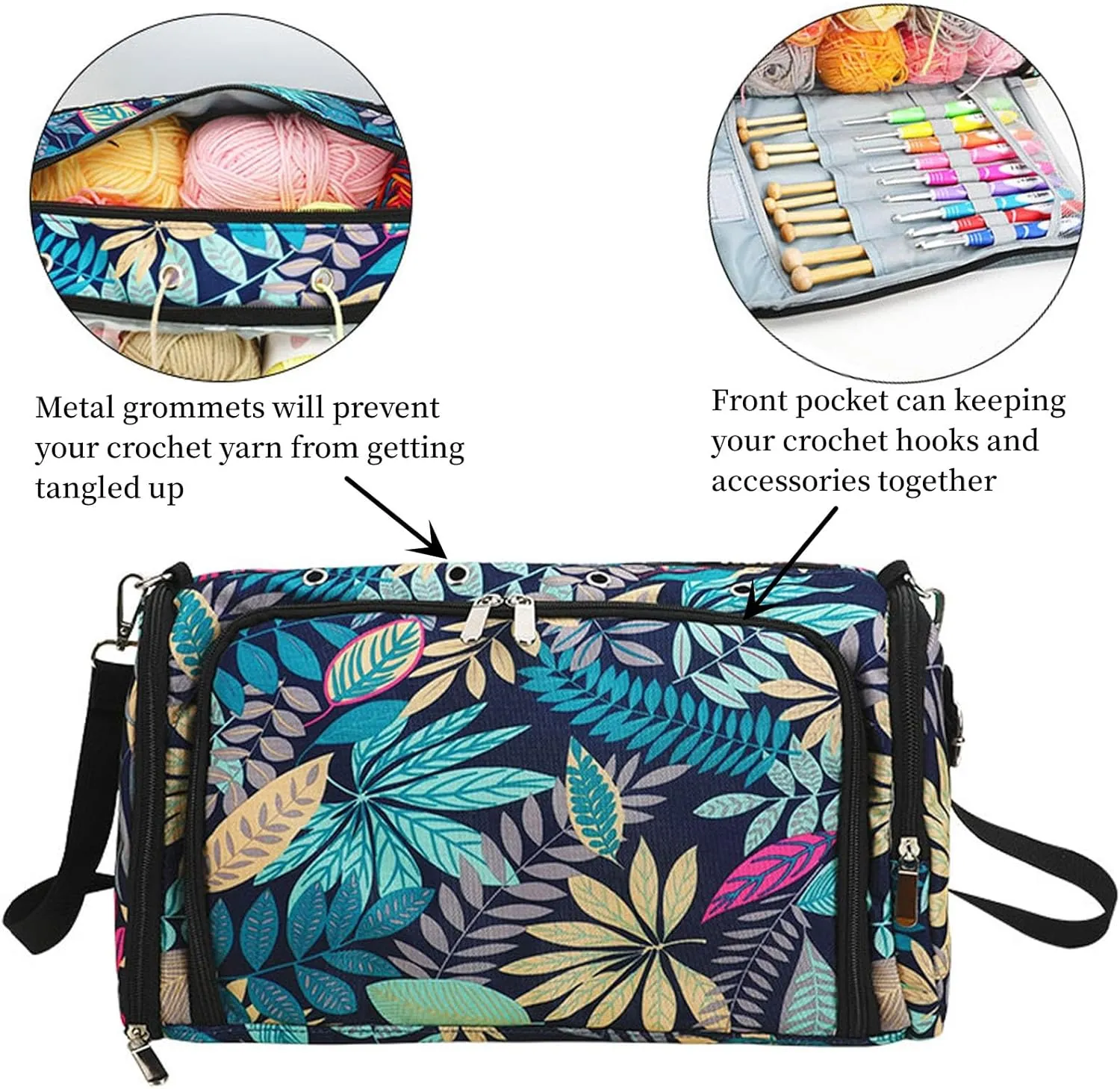 Crochet Bag Organizer, Large Capacity Yarn Storage Bag for Crocheting, Knitting Kit, Crochet Accessories, Easy to Carry, Sturdy and Has Tons of Storage, Knitting Gifts for Girls, Mum
