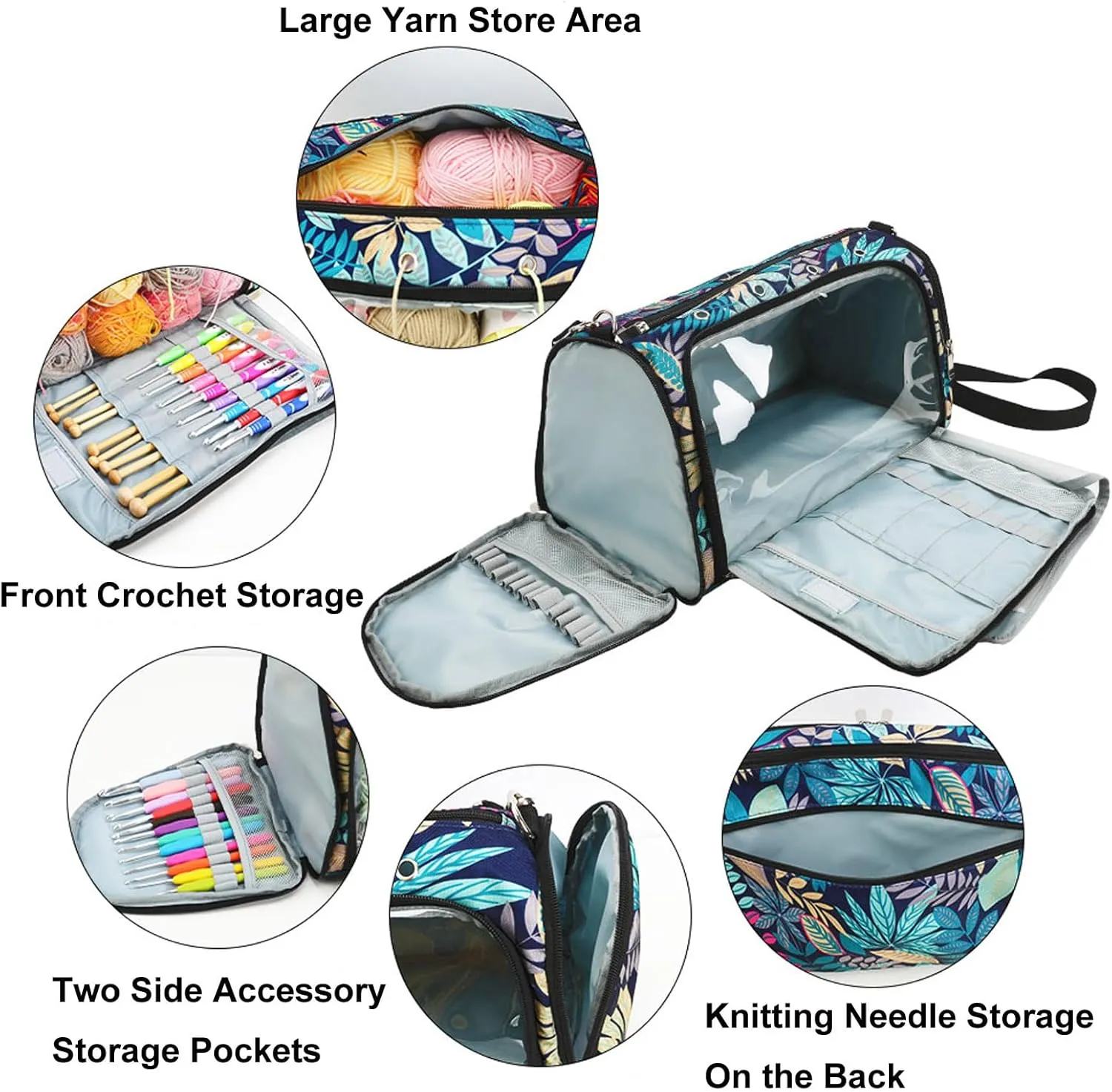 Crochet Bag Organizer, Large Capacity Yarn Storage Bag for Crocheting, Knitting Kit, Crochet Accessories, Easy to Carry, Sturdy and Has Tons of Storage, Knitting Gifts for Girls, Mum