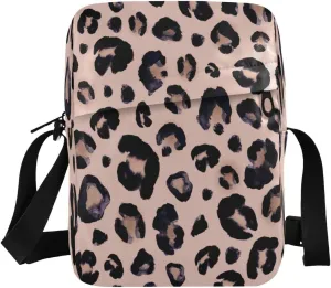 Crossbody Bag Canvas Shoulder Bag Leopard Print Cheetah Pink for Men Women Outdoor Travel Business