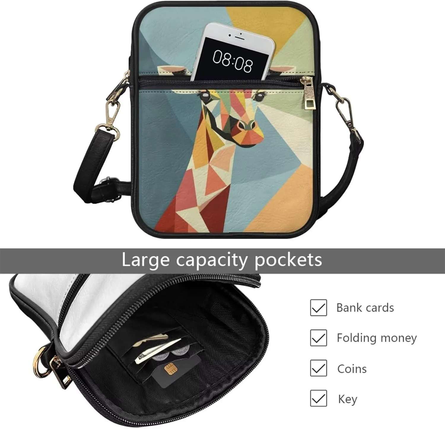 Crossbody Bags for Women Travel Abstract Art Shoulder Bag Leather Messenger Purse