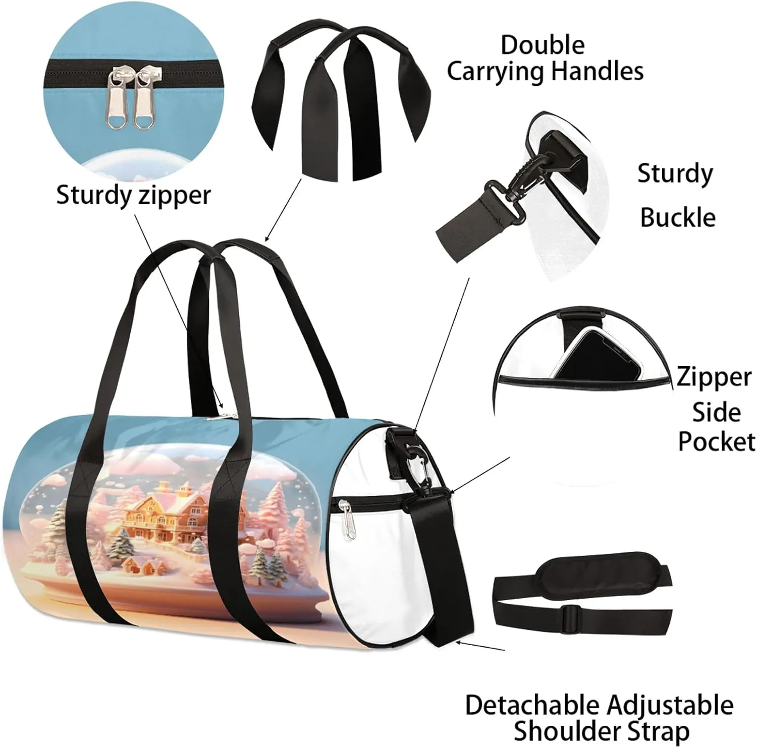 Crystal Ball Pattern Sports Gym Bag for Men Women Lightweight Travel Duffle Bag with Shoulder Strap Waterproof Carry On Weekender Overnight Bag for Travel Sports Gym