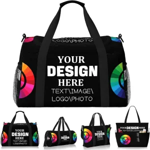 Custom Duffle Bag Personalized Travel Bag for Men Women, Customized Sport Gym Bag Weekend Camp Bag with Photo Text Logo