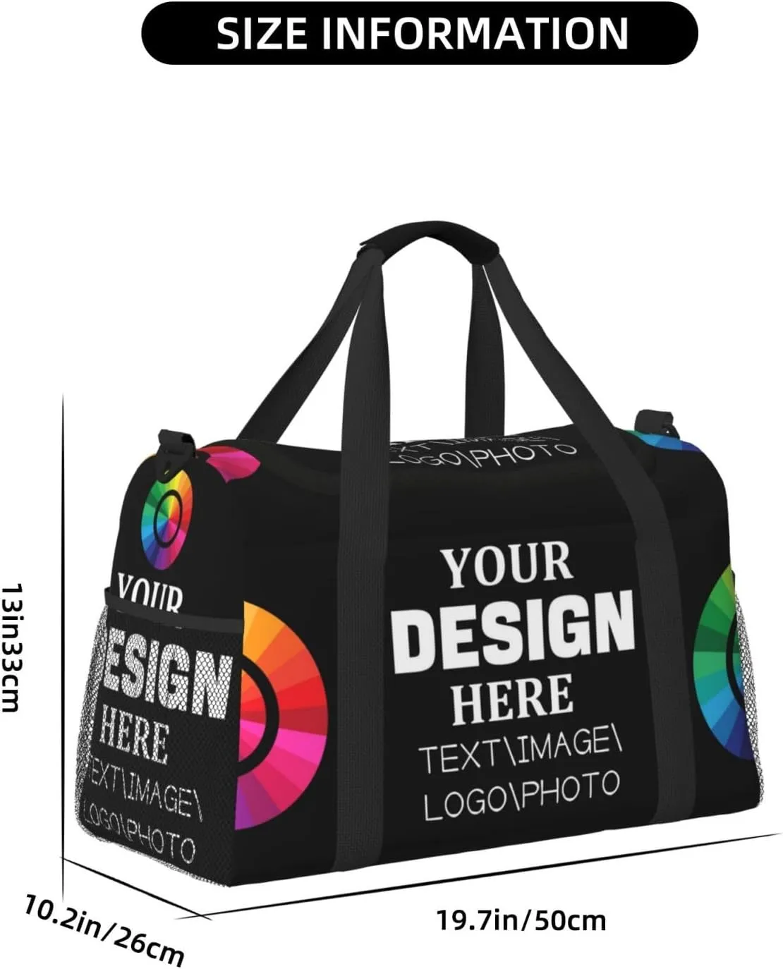 Custom Duffle Bag Personalized Travel Bag for Men Women, Customized Sport Gym Bag Weekend Camp Bag with Photo Text Logo