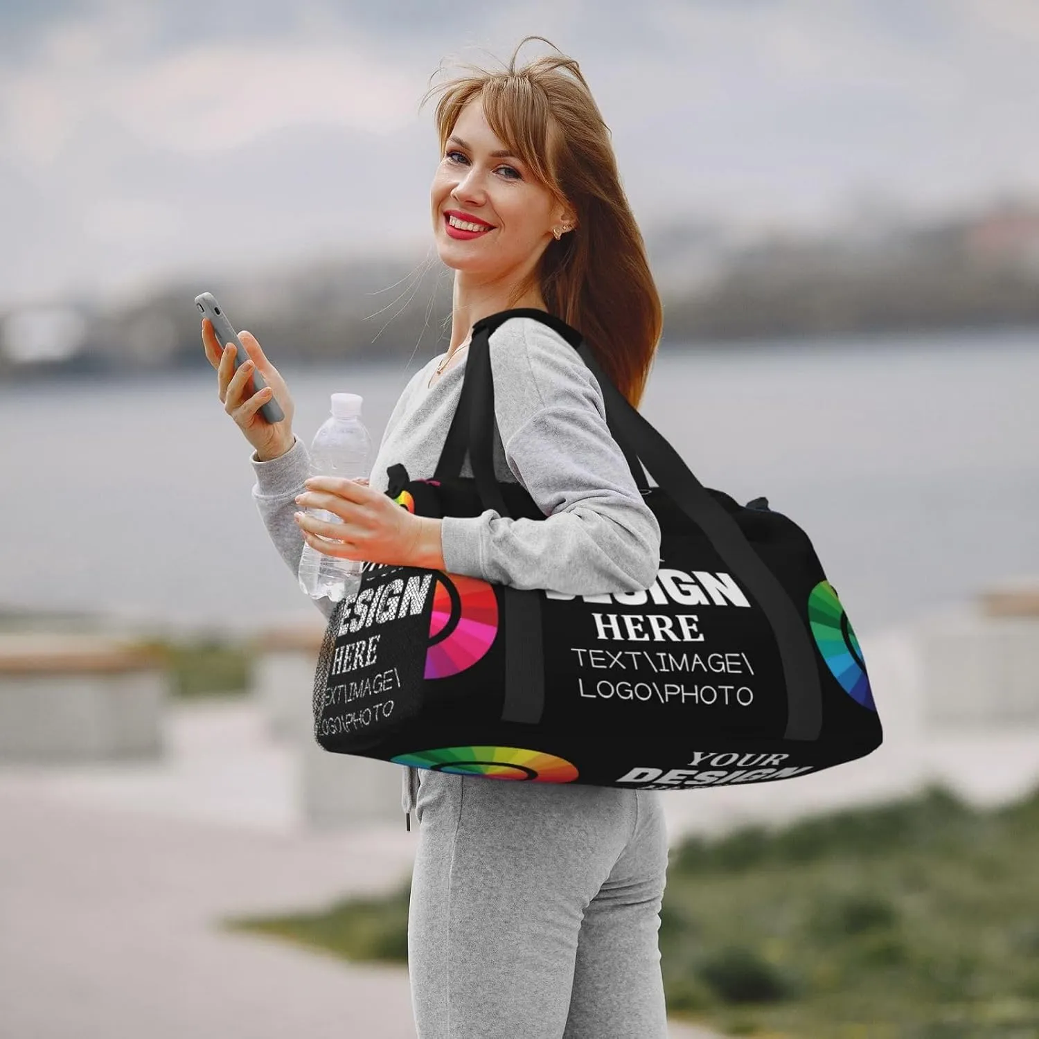 Custom Duffle Bag Personalized Travel Bag for Men Women, Customized Sport Gym Bag Weekend Camp Bag with Photo Text Logo