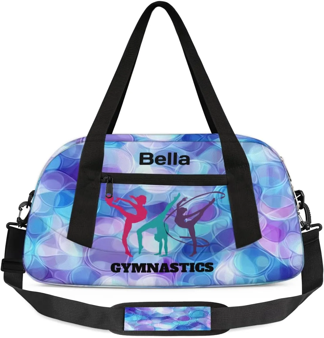 Custom Kids Sports Duffel Bag Abstract Purple Blue Texture Gymnastics Personalized Dance Gym Bag for Boys Girls Lightweight Weekender Travel Duffle Cheer Bag