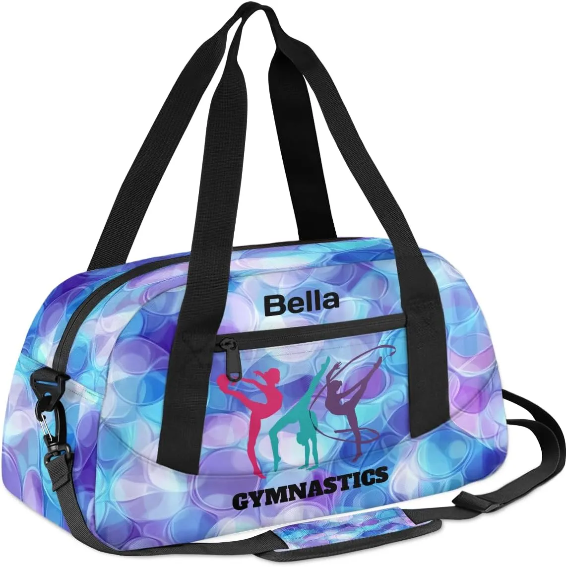 Custom Kids Sports Duffel Bag Abstract Purple Blue Texture Gymnastics Personalized Dance Gym Bag for Boys Girls Lightweight Weekender Travel Duffle Cheer Bag
