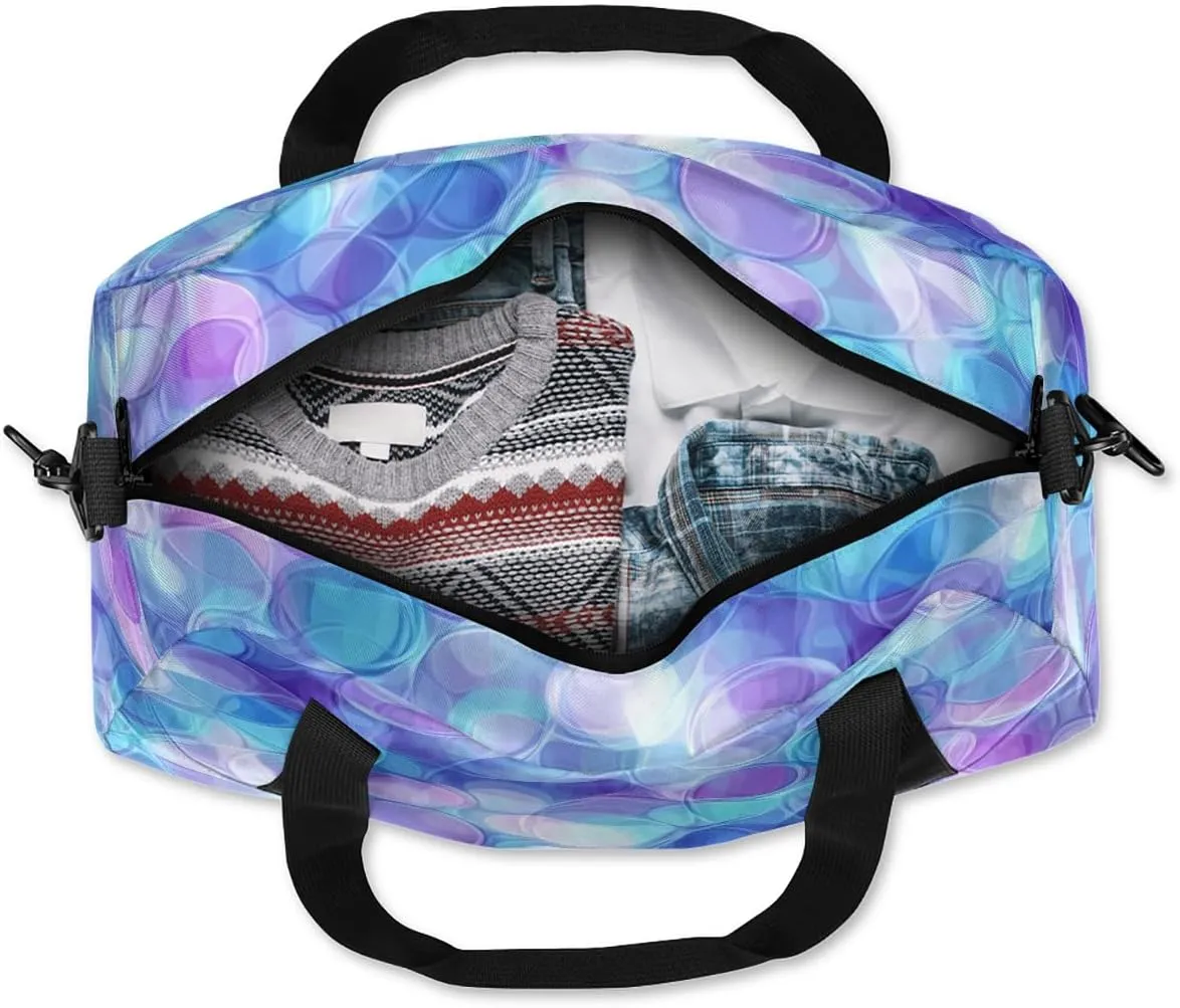 Custom Kids Sports Duffel Bag Abstract Purple Blue Texture Gymnastics Personalized Dance Gym Bag for Boys Girls Lightweight Weekender Travel Duffle Cheer Bag