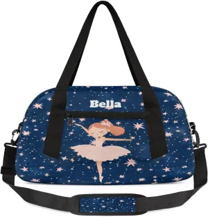Custom Kids Sports Duffel Bag Cute Girls Ballet Dance Personalized Dance Gym Bag for Boys Girls Lightweight Weekender Travel Duffle Cheer Bag