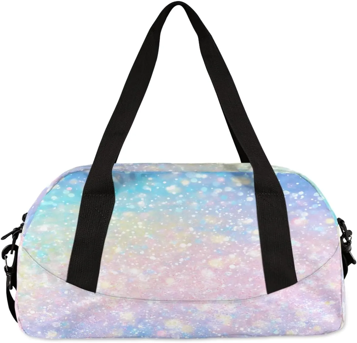 Custom Kids Sports Duffel Bag Pastel Colored Glitter Gymnastics Personalized Dance Gym Bag for Boys Girls Lightweight Weekender Travel Duffle Cheer Bag
