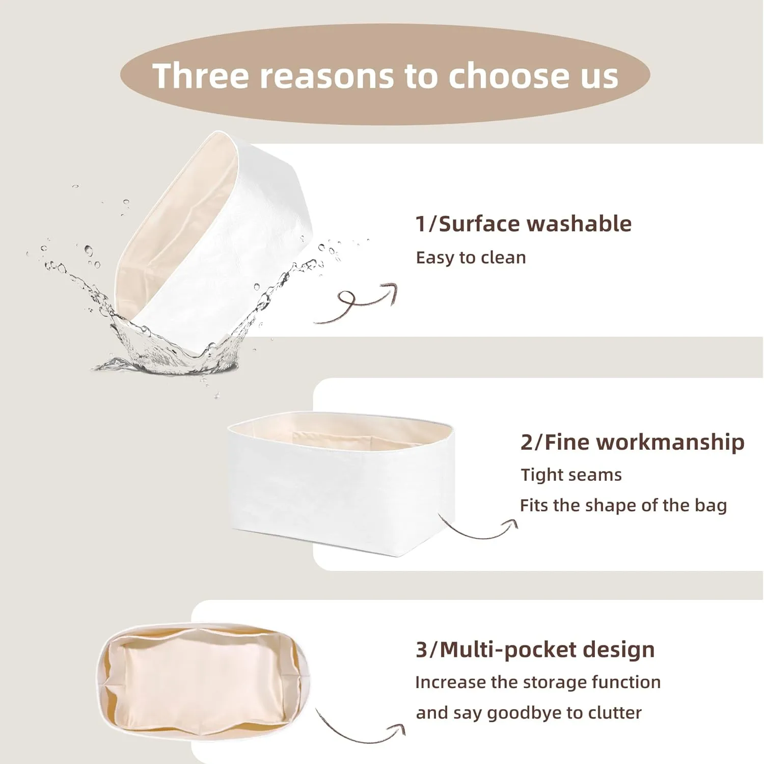 Custom Lightweight Insert Compatible with Bohème Hobo, Waterproof Dupontpaper Surface and Silky Satin Lining(Custom Lining Color)