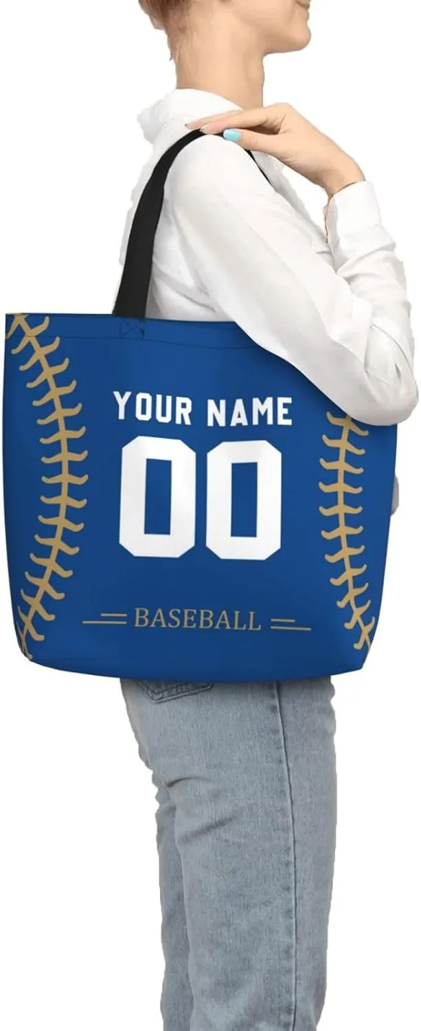 Custom Shoulder Bag Handbag,Personalized Custom Baseball Style Tote Bag,Large Shoulder Tote for Women Men Gift