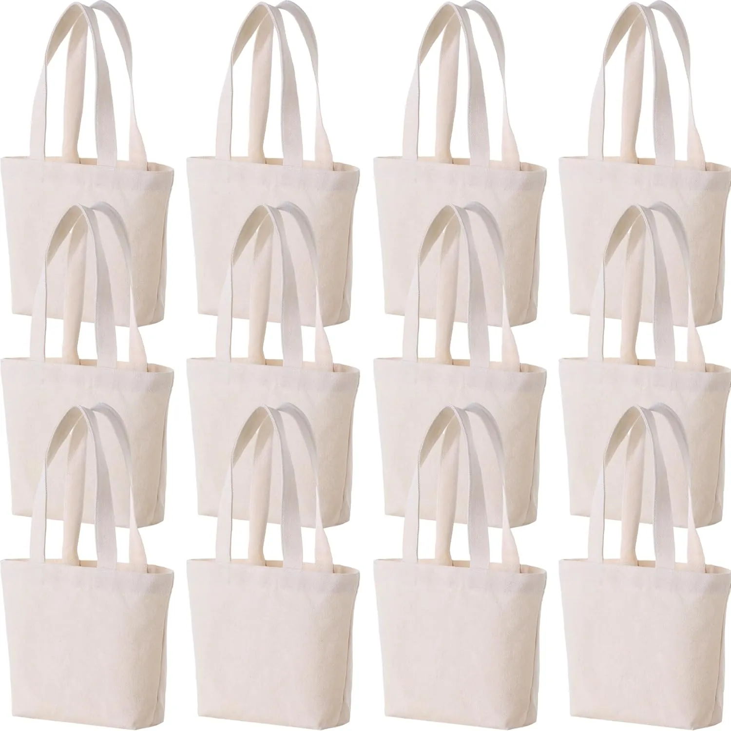 Custom Small Canvas Tote Bag 10" x 8" x 3" DIY Blank Canvas Bag for Printing Embroidery Painting Eco-Friendly Cotton Tote