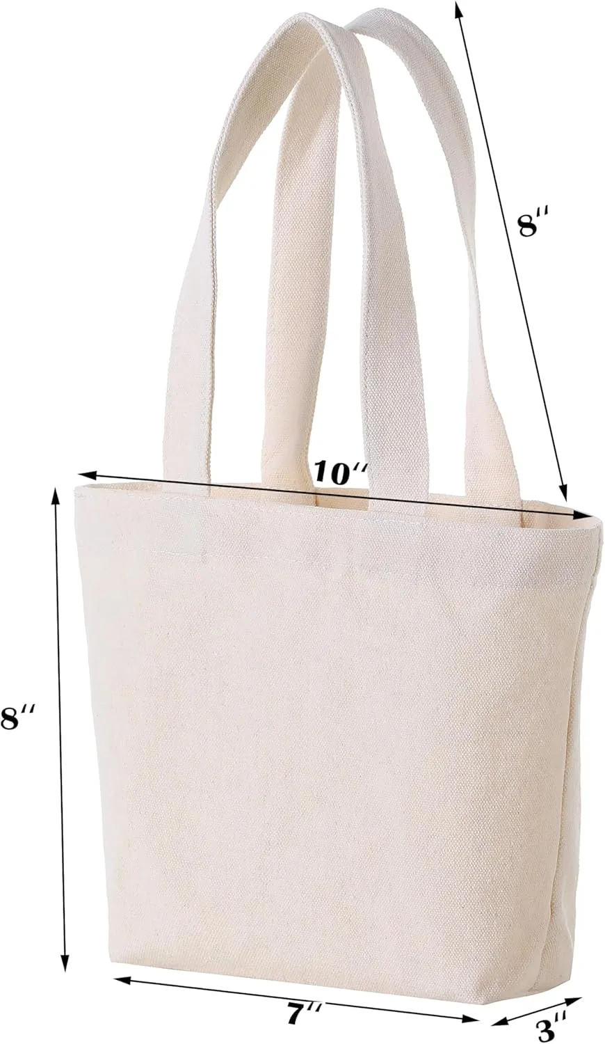 Custom Small Canvas Tote Bag 10" x 8" x 3" DIY Blank Canvas Bag for Printing Embroidery Painting Eco-Friendly Cotton Tote