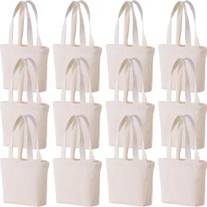 Custom Small Canvas Tote Bag 10" x 8" x 3" DIY Blank Canvas Bag for Printing Embroidery Painting Eco-Friendly Cotton Tote