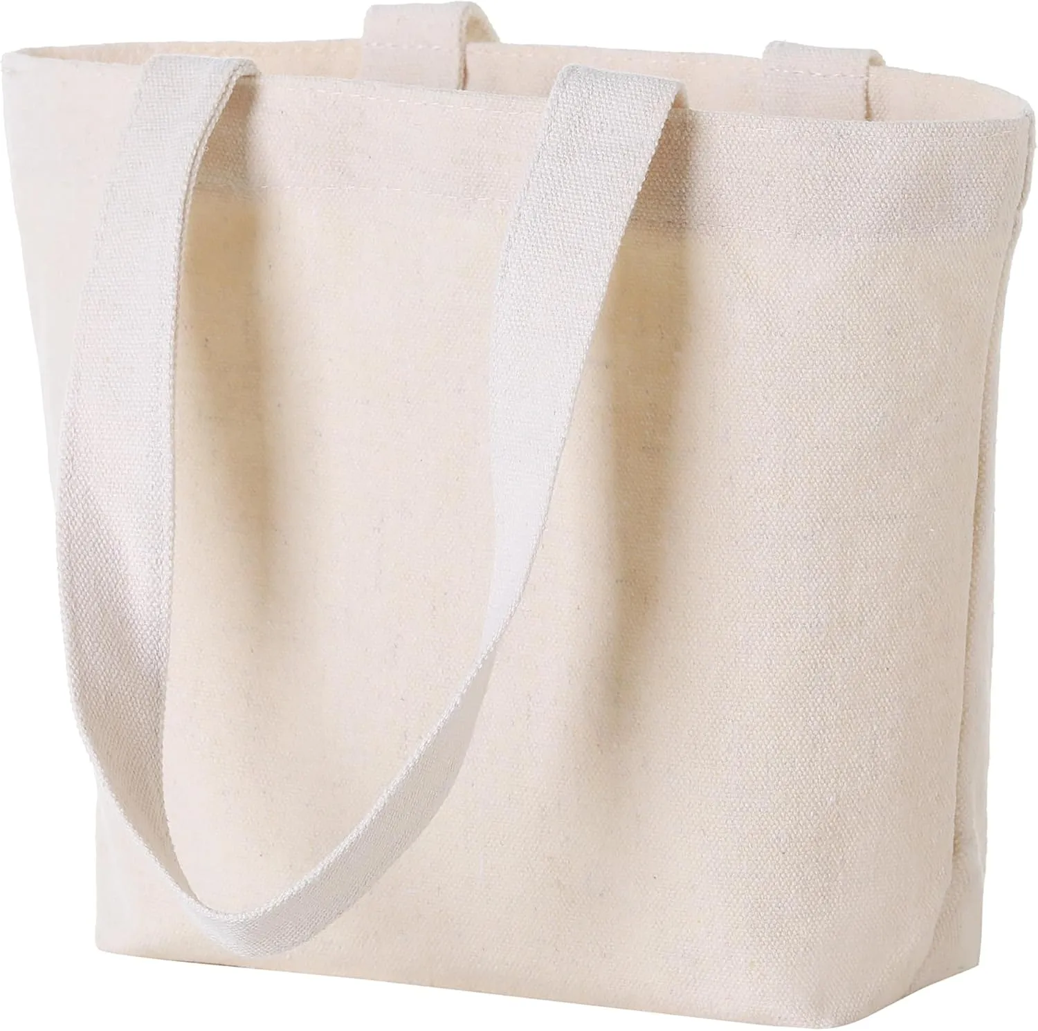 Custom Small Canvas Tote Bag 10" x 8" x 3" DIY Blank Canvas Bag for Printing Embroidery Painting Eco-Friendly Cotton Tote