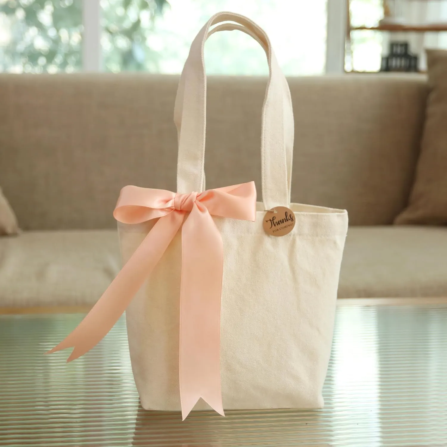 Custom Small Canvas Tote Bag 10" x 8" x 3" DIY Blank Canvas Bag for Printing Embroidery Painting Eco-Friendly Cotton Tote
