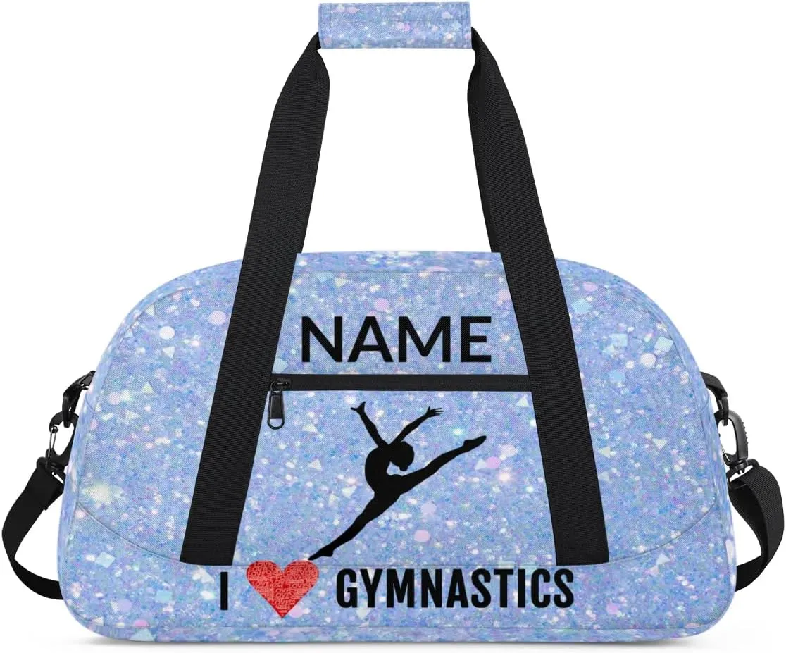 Custom Travel Duffle Bag, Gymnastics Duffel Bag Weekender Overnight Bag, Large Capacity Carry On Tote for Gym, Travel, Work, and Sports, Blue