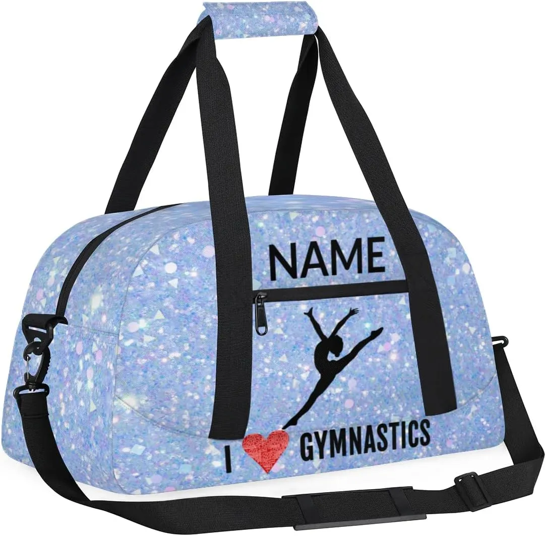 Custom Travel Duffle Bag, Gymnastics Duffel Bag Weekender Overnight Bag, Large Capacity Carry On Tote for Gym, Travel, Work, and Sports, Blue
