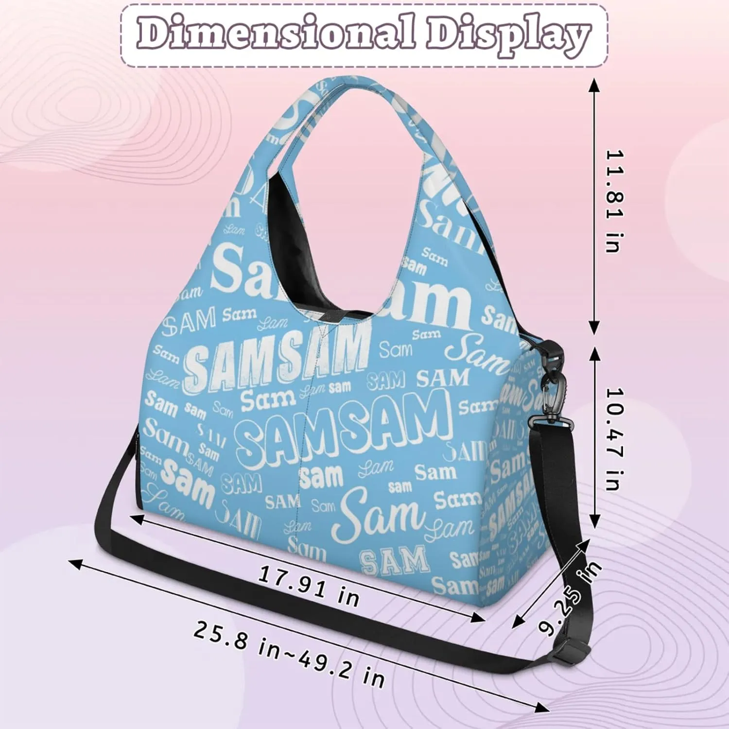 Custom Yoga Mat Bag for Women Personalized Name Dance Duffle Weekender Overnight Bag